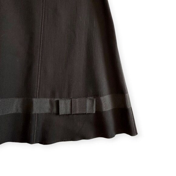 Prada Black Wool A-Line Skirt IT 46 / US 10 Ribbon Bow Trim Made in Italy - Picture 7 of 13